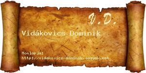 Vidákovics Dominik névjegykártya